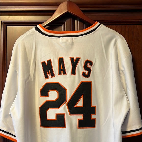 Vintage Mitchell & Ness Willie Mays MLB SF Giants White Orange & Black Jersey!